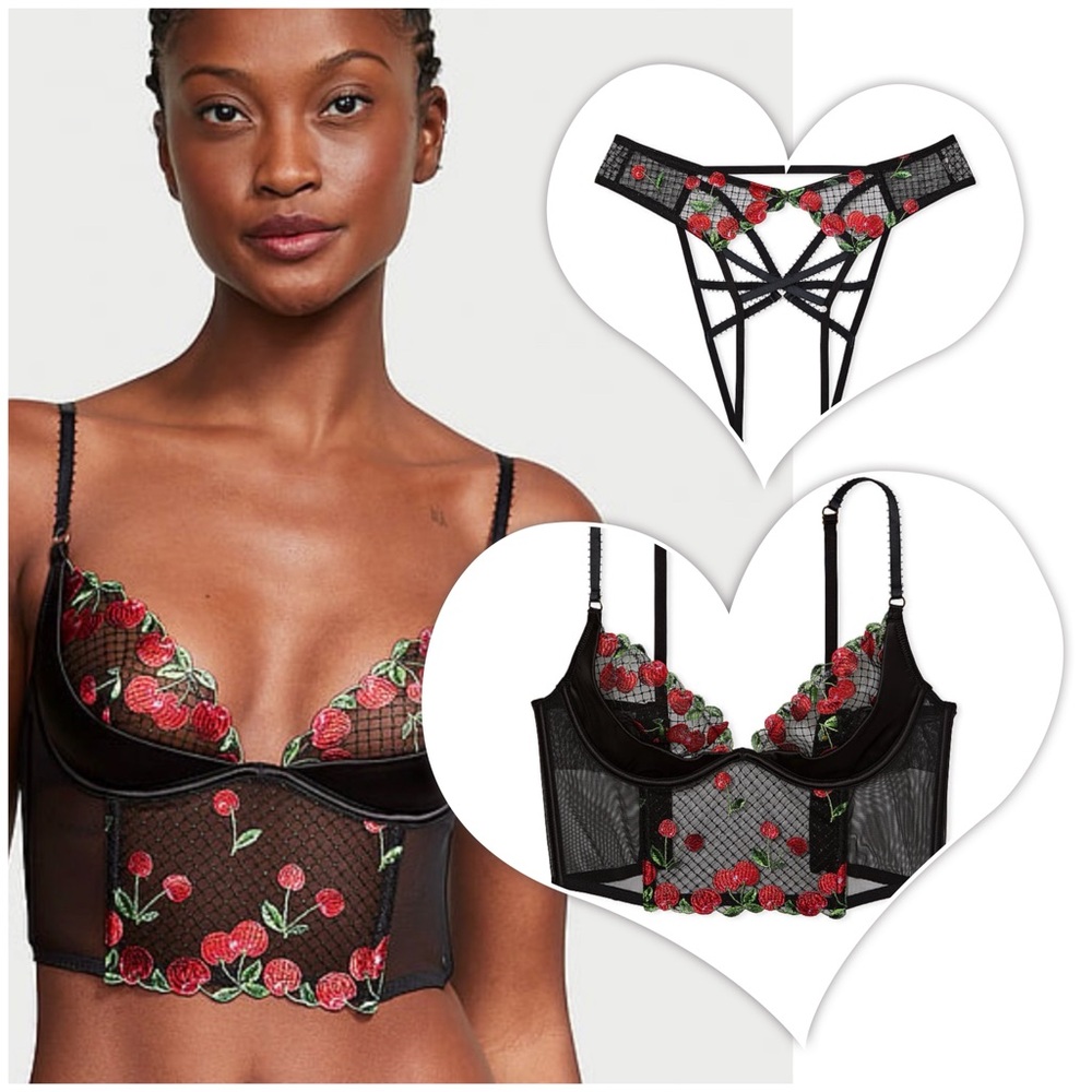 $1̶2̶0̶ Victoria’s Secret Very Sexy Embroidered  Longline Corset Bra & Panty